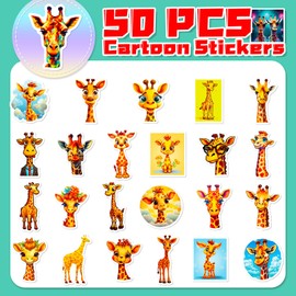 Giraffe Stickers for Laptop (Pack of 50), Gift for Children, Teenagers, Adults, Boys, Giraffe Stickers, Waterproof Vinyl Stickers for Scrapbooking, Skateboard, Car, Luggage