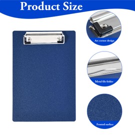 A5 Clipbboard with Rubberized Metal Clamp, 225x155mm Deep Blue Hardboard Clipboard Writing Board Reliable Paper Holder Writing Memo Document Form Holder, Small Clipboard Standard A5 Size