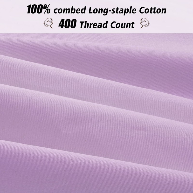 Lirex 2 Pack Pillow Cases, 100% Cotton 400 Thread Breathable