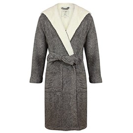 John Christian Men's Hooded Fleece Robe Dark Gray Marl (L)