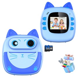 Kids Camera Instant Print with 32GB Card 3 Rolls Print Paper Case Stickers Color Pens, Camera for Kids Birthday Gifts for Girls Boys 4-12 Years Old Blue (Blue)