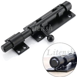 Litensh Gate Bolt Gate Slider with Hole for Padlock 304 Stainless Steel 12 mm Sliding Bolt Diameter Lockable Door Bolt Bolt Throw Bolt Lock Bolt (160 mm Black)