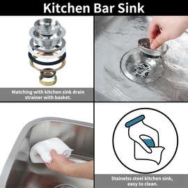 MONSINTA Bar Sink, 1715 Stainless Steel Kitchen Sink, Bar Sink Undermount, Small Kitchen Sink, Outdoor Sink With Sink Drain Assembly