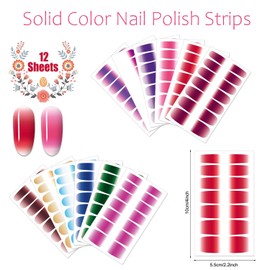 JERCLITY 168 Pieces 12 Sheets Glitter Gradient Color Nail Polish Strips Glitter Nail Wraps for Short Nails with Nail File Self-Adhesive Colorful Nail Stickers Full Nail Wraps for Women Girls Nail Art