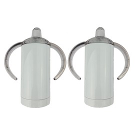 Ink Trendz® Sublimation Blank Sippy Cup Straight Tumbler Stainless Steel 12 ounce Polymer Sublimation Coating for Heat Transfer Screw on Lid & Insert (2)