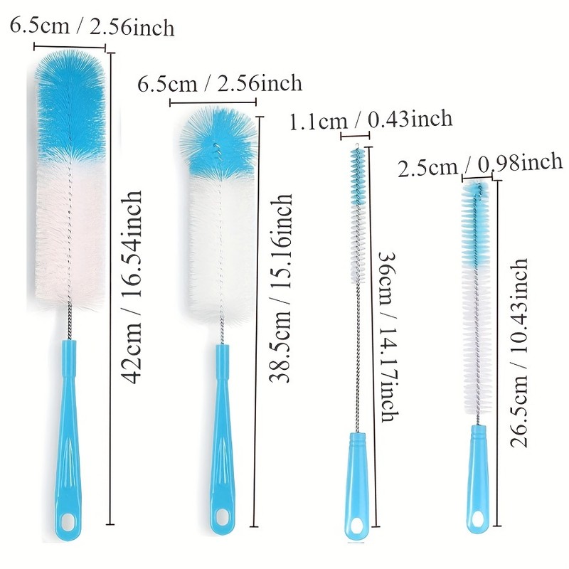 8-Piece Bottle Cleaning Brush Set with Long Handles and Assorted