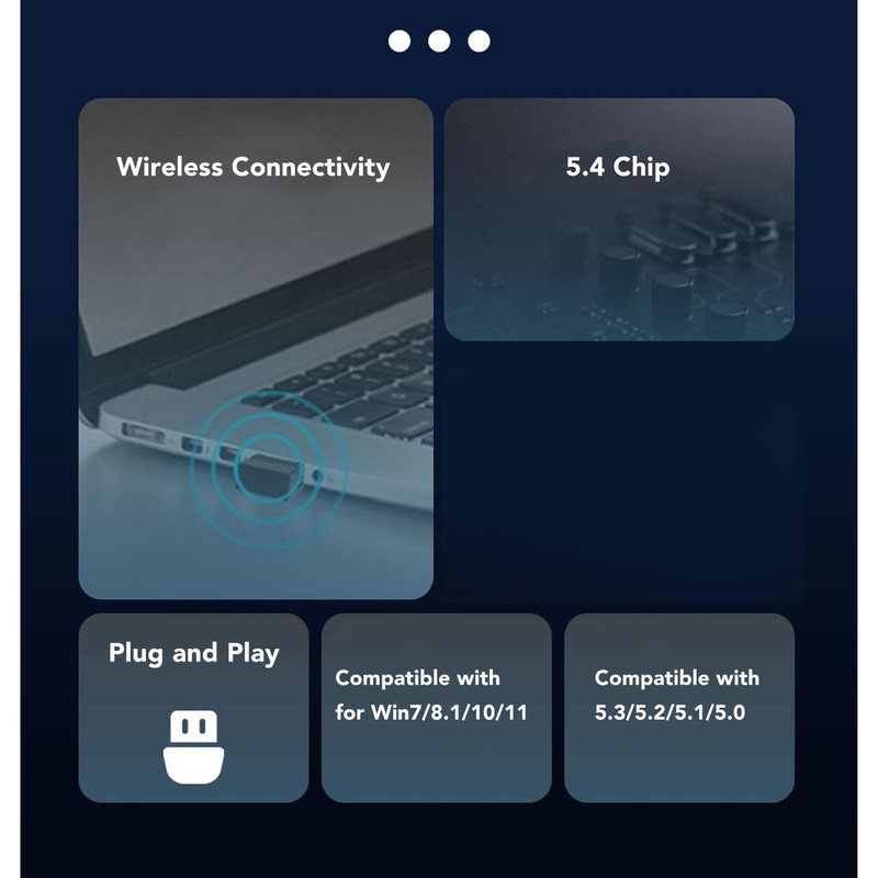 Adaptador Bluetooth 5.4 USB, Dongle Receptor Transmisor 2,4 GHz, Compatible
