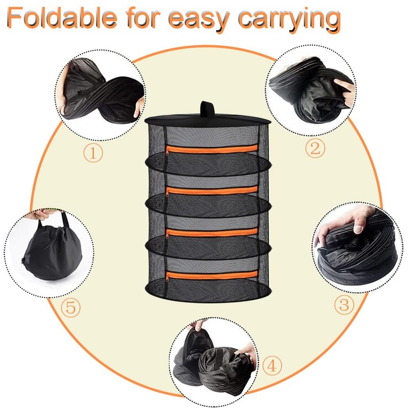 Cerkkapo Drying Net Herbs, 4-Layer Herb Dryer Hanging, Foldable Drying