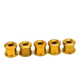 VGEBY Chain Wheel Bolt 5 Pieces 7 mm Ultralight Bicycle Disc Screw Chainring Bolts Screw Nuts (Gold)