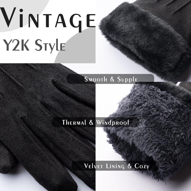 Ottsas Winter Gloves for Women, Touch Screen Cold Weather Thermal