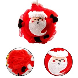 JNAWA 2Pieces Santa Shower Sponge Cartoon Cleaning Scrubber Pouf Loofahs Holiday Shower Essential Bag Fillers for Kids Full Lather Cleanse