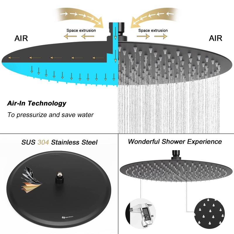 NearMoon Rain Shower Head, Ultra-Thin Design-Pressure Boosting, Awesome Some Experience,
