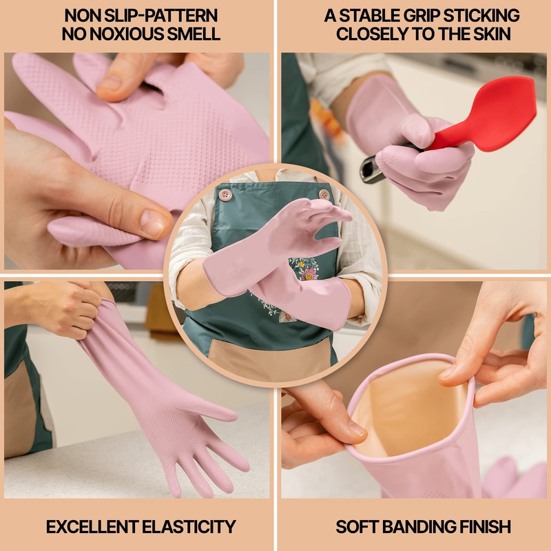 MAMISON 3 Pairs Colorful Reusable Waterproof Household Dishwashing Cleaning Rubber