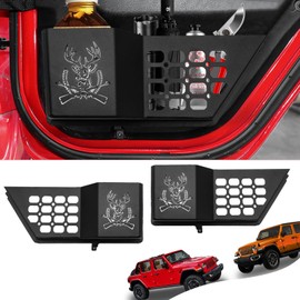 Metal Rear Door Pocket Storage Box for Jeep Wrangler | Door Pocket for Wrangler JL/JLU 4XE (2018-2025) & Gladiator JT (2020-2025) |Storage Expansion Accessories | Non-Fit Power Seats | 2PCS, Deer