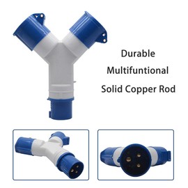 2-Way Splitter 32A 220v IP44 2 Way 3 pin Industrial Site Plug & Wall Socket Waterproof IP44 Plug Connector Socket 2P+Earth Male/Female
