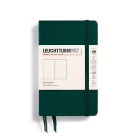 LEUCHTTURM1917 370297 Pocket Notebook (A6), Hardcover, 187 Numbered Pages, Forest Green, Blank