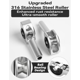 BLUEWING V4 Fishing Roller Tip-Top Aluminium Alloy Heavy Duty Rod Tip Tops with Detachable 316 Stainless Steel Roller for Big Game Trolling, Silver lD.15/64"(5.8mm)