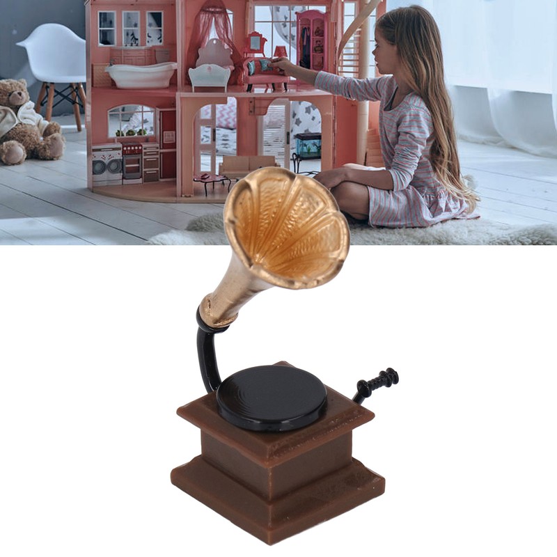 Dollhouse Phonograph 1:12 Scale Resin Alloy Vintage Style Exquisite Details