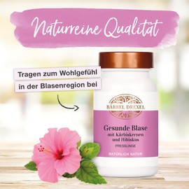 BÄRBEL DREXEL® Healthy Bladder with Pumpkin Seeds and Hibiscus Pellets (Pack of 120) Bladder Weakness Unique Formula Pumpkin Extract Cranberry Vitamin C 100% Vegan Manufacture Germany Restless Bubble