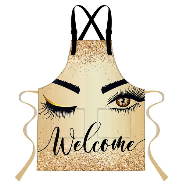 LshyMn Eyelashes Apron 33.4x27.5 Inches Nail Apron Modern Fashion Romantic
