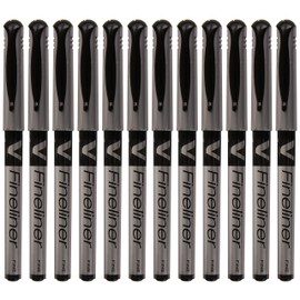 Pilot V Fineliner Liquid Ink 1.2 mm Tip - Black, Box of 12