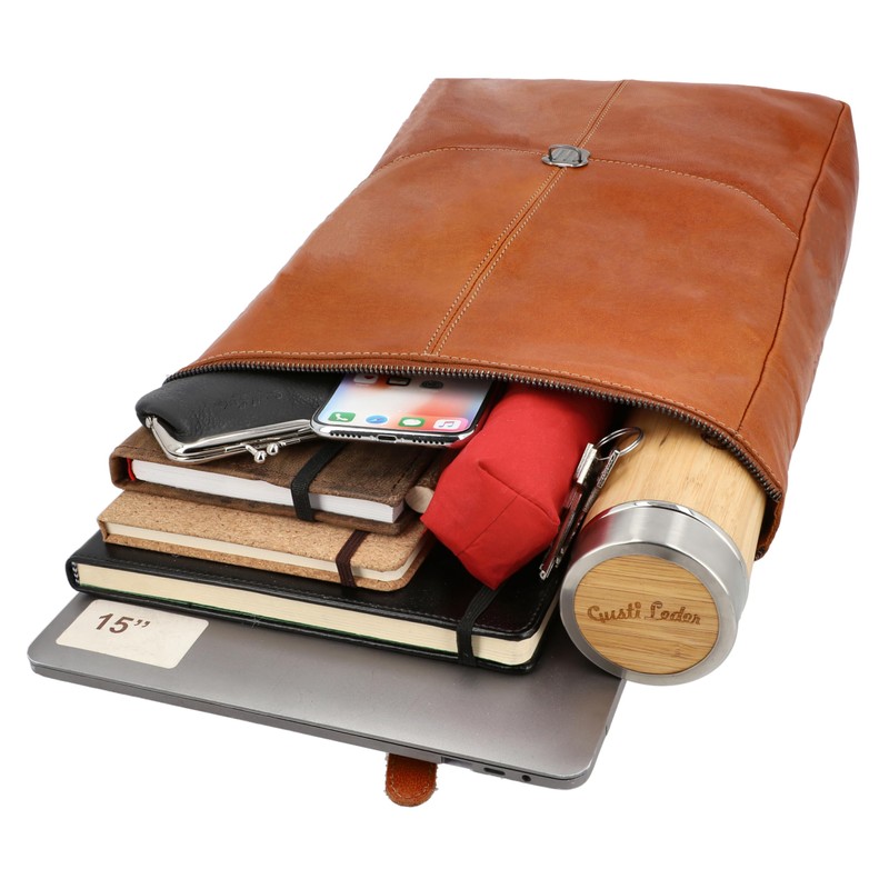 Gusti Valja Leather Backpack for Men and Women, Rolltop Laptop