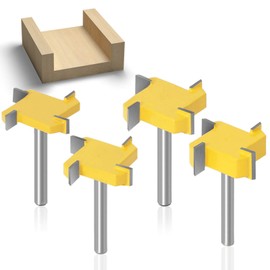 Baorder CNC Router Bit 6 mm Shaft Spoilboard Surface Cutter Bit Set 4 Blades Plates Flattening Cutter Carbide Router Bit for Woodworking 4 Pieces