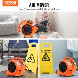 VEVOR Air Mover, 1/4 HP 1000 CFM Carpet Dryer for Cooling and Ventilating, Portable Floor Blower Fan with 4 Blowing Angles and Time Function, for Janitorial, Home, Commercial Use