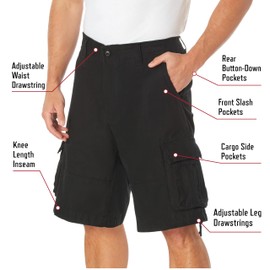 Rothco Vintage Utility Cargo Shorts – Comfortable Tactical Outdoor Hiking Camping Trunks, Black, XL