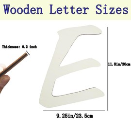 Wooden Letter E, Large 12 Inch Wooden Letters Paintable Wood Alphabet for Wall Decor, 1/5" Thick Blank Wooden Letters Signs for DIY Crafts Project Wedding Birthday Party Room Home Decor