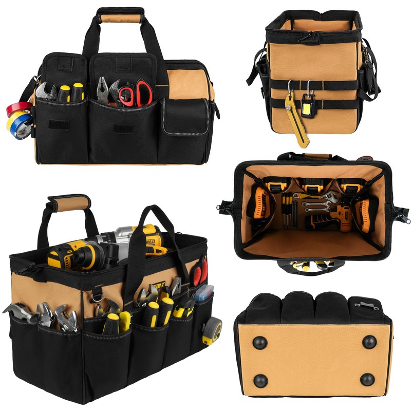 Tool Bag,16-Inch Heavy Duty Tool Bags for Men,27 Pockets Tool