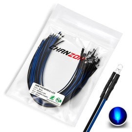 Chanzon 20 pcs Pre-Wired 3mm Blue LED Diode Lights (Clear Round Transparent Lens DC 12V) with 560 ohms 1/4W Resistor and 24awg Wire Indicator Light Emitting Diodes Lighting Bulb Lamp
