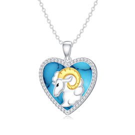 LONAGO 12 Zodiac Sign Necklace 925 Sterling Silver Constellation Astrology Horoscope with Created Turquoise Pendant Necklace, Sterling Silver, Turquoise