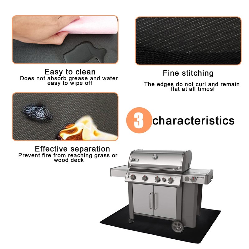 Fireproof Underlay, Foldable Grill Mat, Floor Protection, Grill Mat for