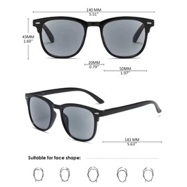 KOOSUFA Stylish Reading Sunglasses Blue Light Blocking Sun Readers for Men Women Spring Hinge Outdoor UV Protection UV Resistant Black 2.5