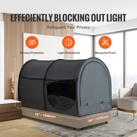 Happybuy 4 Doors Bed Tent, Breathable Light Blackout Tent with 0.28 in Fiber Poles