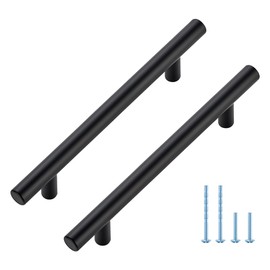 25 Pack 7.38 Inch Length Kitchen Cabinet Handles with 5 Inch Hole Center Matte Black Cabinet Pulls Stainless Steel Drawer Pulls,Cabinet Knobs for Dresser Drawer