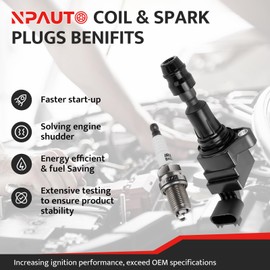Ignition Coil Pack Spark Plugs fit for 2.0L 2.2L 2.4L Chevy Equinox Malibu Cobalt HHR, GMC Terrain, Buick LaCrosse Regal Verano, Pontiac G6, Saturn Vue, 2010 2011 2012 2013 2014 2015 2016 2017