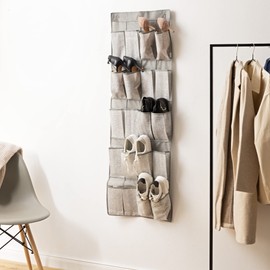 Navaris Hanging Organiser Hanging Storage for Shoes - Organiser System Hanging Shelf with 20 Pockets - Organiser Suitable for Any Regular Door - Dark Grey