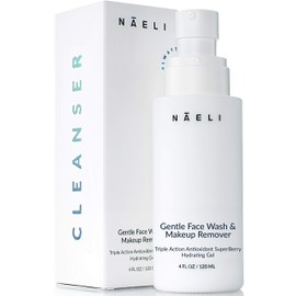 NAELI Gentle Face Cleanser - All Natural Anti Aging Vitamin C Face Wash for Sensitive & Dry Skin with Hyaluronic Acid & Antioxidants - Vegan & Cruelty Free, 4 oz