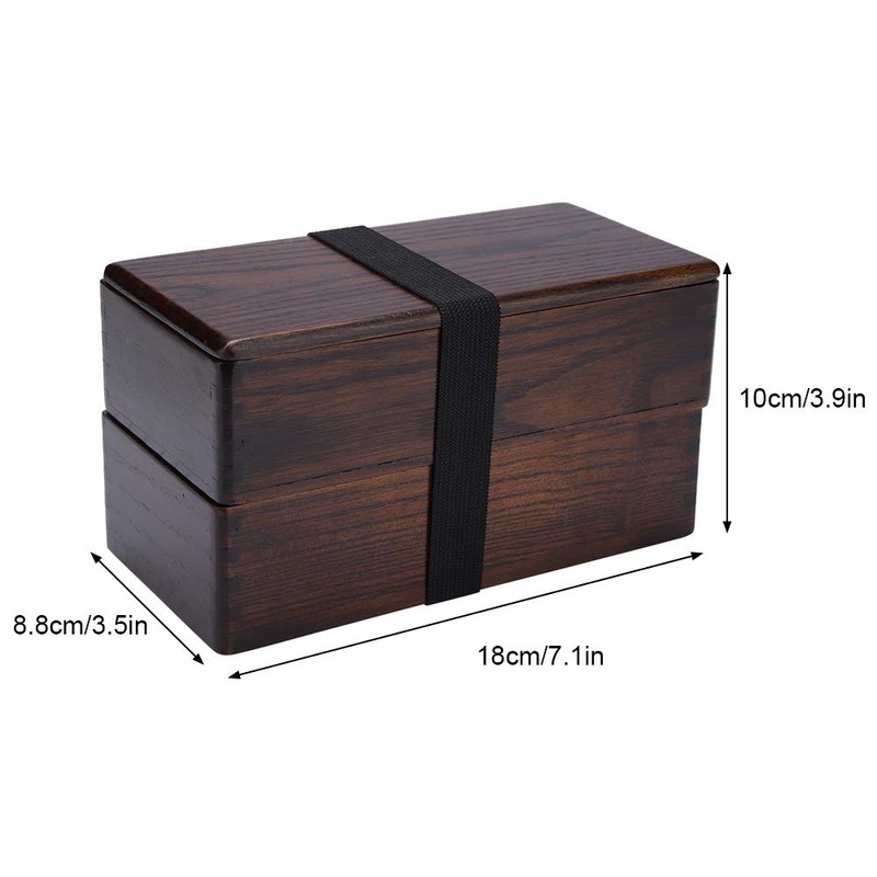 Lunch Boxes, Japanese Traditional Natural Square Wooden Lunch Container Double