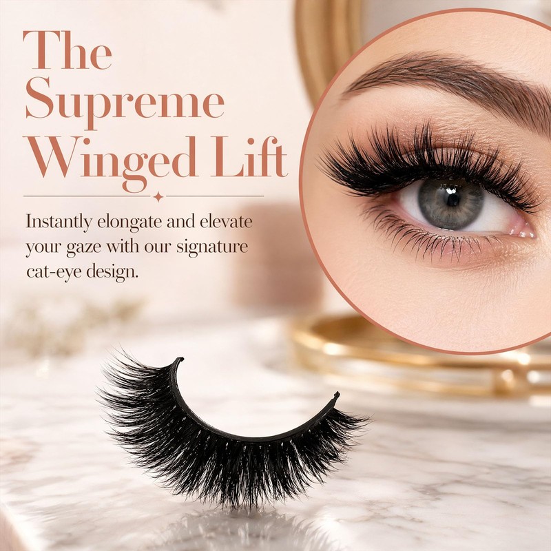 False Eyelashes Cat Eye Lashes 20MM Fluffy Wispy Strip Lashes,