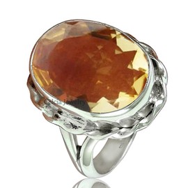 Genuine Citrine Yellow Gemstone Oval Ring, Solid 925 Sterling Silver Statement Ring, Unique Wedding Gifts for Her, Best November Birthstone Ring (citrine, Size 8)
