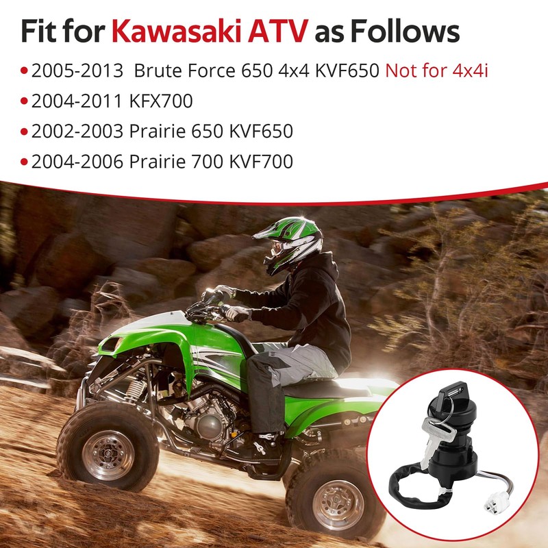 JAVIK Ignition Key Switch Fit for Kawasaki KFX700 2004-2011 Prairie