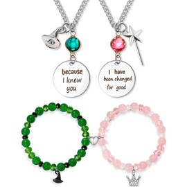 SEIKEIN Elphaba Galinda Friendship Matching Bracelets: Rhinestone Crown Witch Hat Friendship Couples Matching Bracelets Christmas Valentine's Day Gifts for Fans Women Party Decorations