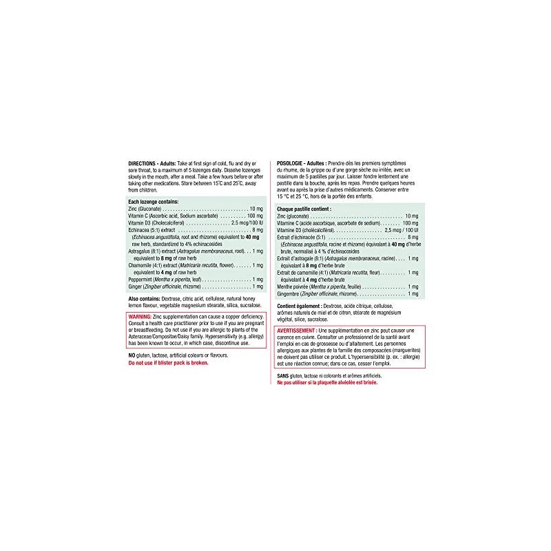 Jamieson Zinc Lozenges with Echinacea, Vitamins C and D3 -