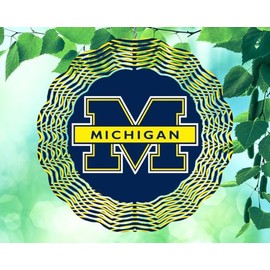 10 Inch Michigan Football Basketball Sports Hanging Wind Spinner Yard Decor Aluminum Sublimated Garden Art Indoor Outdoor 3D Kinetic 10rws-288