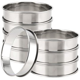 SEUNMUK 8 Pcs 10 cm Crumpet Rings, Stainless Steel Cooking Muffin Rings, Non Stick Double Rolled Tart Ring for Cookie Pancake Egg Muffin Baking Kitchen