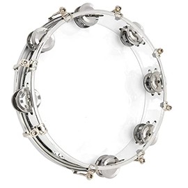 Tambourine for Adults 10 inch Double Row Metal Jingles Hand Held Musical Educational Drum Instrument for Party Games(Transparent color)