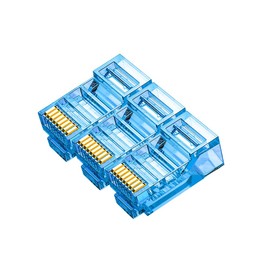 50 Pcs Cat6 RJ45 Color Connectors, Cat6 RJ45 Color Plugs, Cat6 Crystal Unshielded RJ45 Ends UTP 8P8C Modular Network Plug Connector, Blue